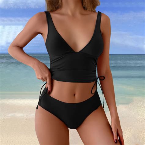Black Swim Suits for Women 2025 Woman High Waist Female Bikini Set Two ...
