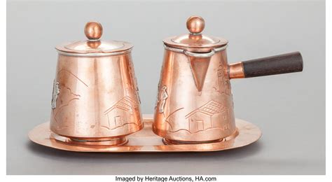 A VICTORIA MEXICAN MIXED METAL SUGAR & CREAMER SET WITH TRAY. | Lot ...
