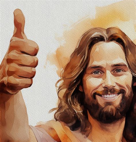 Jesus Thumbs up Art Painting Christ Christian Art Boy Girl Gift Teenage ...