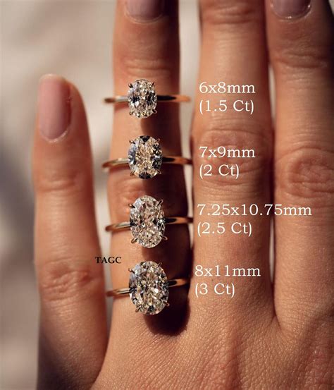 Oval diamond size chart on hand carats to mm – Artofit