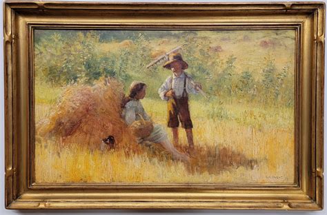 Adam Emory Albright – Neue Freunde, um 1900, von Adam Emory Albright, amerikanisches Ölgemälde ...