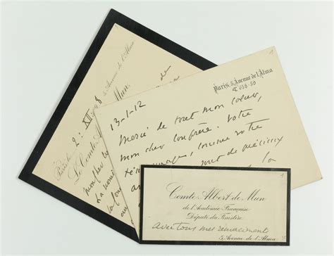 2 autograph letters signed and 1 calling card with autograph note. von ...