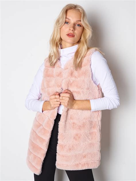 Pink fur vest womens online