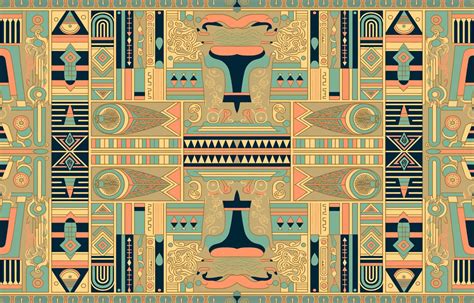 Egyptian fabric pattern vintage pastel colors. Abstract indigenous line ...