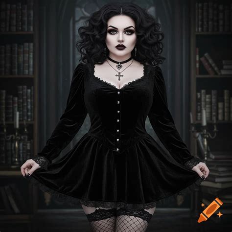 Curvy gothic brunette on Craiyon