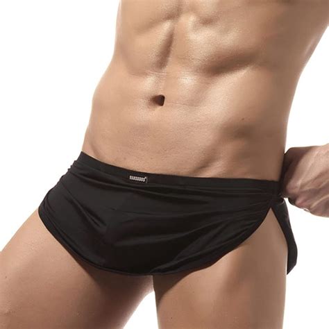 Men's Sexy Split Side Boxer Lingerie Split Side Boxers Breathable Skirt ...