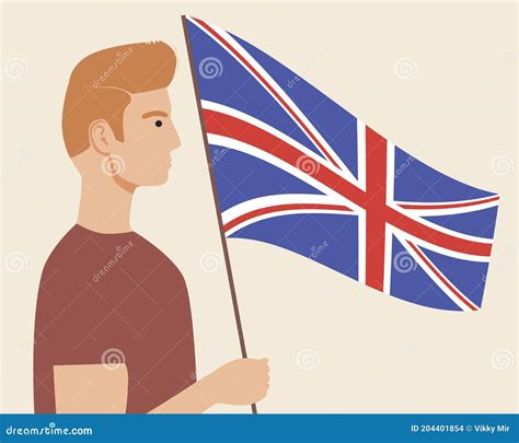 British Man with Flag Isolated As Uk Independence Day Concept ...