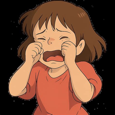 ghibli style girl crying image | AI Emoji Generator
