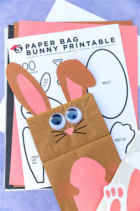 Bunny Paper Bag Craft Printable Template - The Super Mom Life