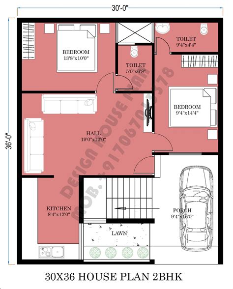33×36 house plan east facing | 2 bedrooms as per vastu