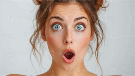 AI generated Portrait surprise face, Portrait of an amazed woman with ...