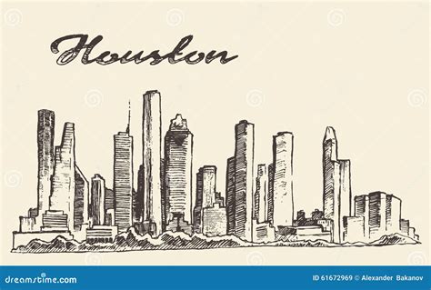 Houston Skyline Big City Vector Illustration Drawn Stock Vector ...