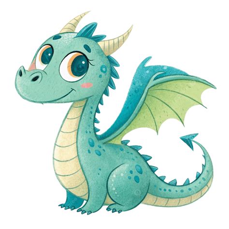 Adorable Cartoon Dragon With Green Scales And Wings, Cute Dragons ...