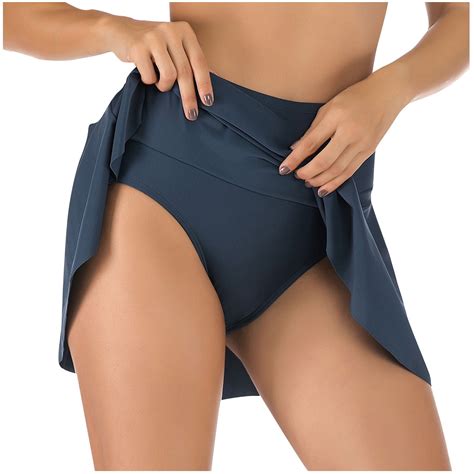 Aueoeo Women's High Waisted Swim Skirt Bathing Suit Swimsuit Tankini ...
