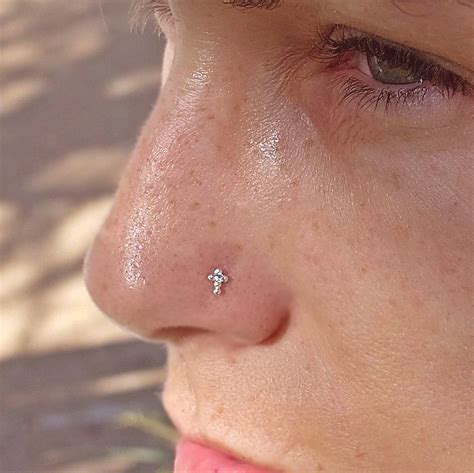 Teeny Tiny Nose Stud , Crystal Nose Piercing, Sterling Silver Nostril ...