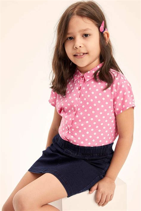 DeFacto Lovely Girl Short Sleeve Shirt Kids Pink D... - Grandado