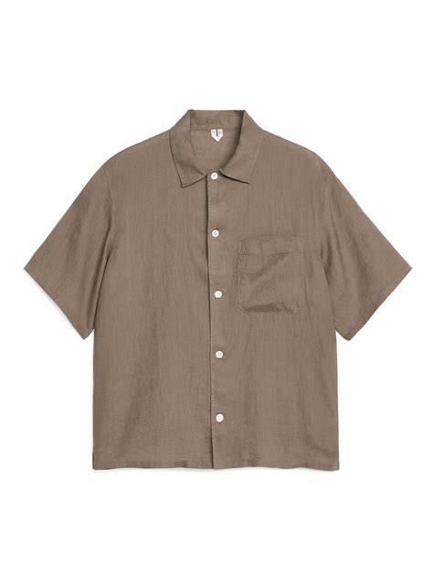 Linen Resort Shirt – Dark Mole – Men – ARKET DK