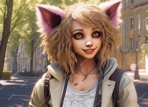 Premium AI Image | Dog human animal hybrid anime girl manga style ...