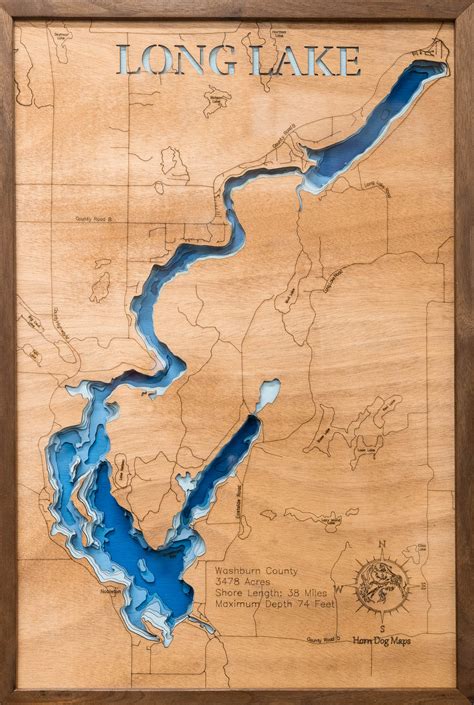 3d Depth Map of Long Lake in Washburn County, WI