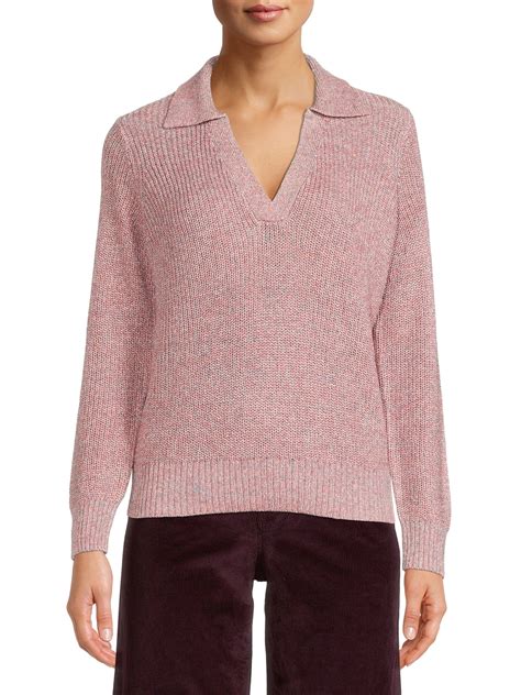 Time and Tru Women's Polo Sweater - Walmart.com