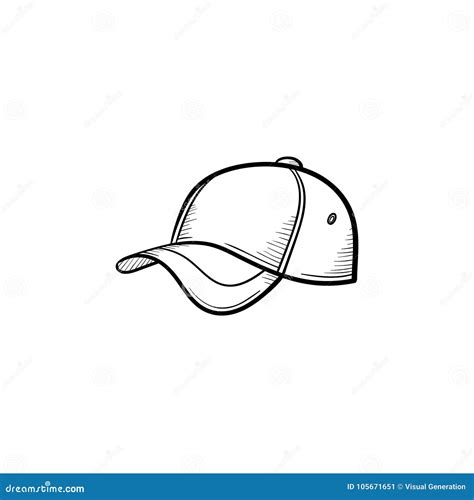 Baseball Hat Hand Drawn Sketch Icon. Stock Vector - Illustration of ...