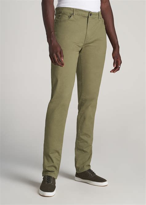 Men's Tall Dylan Slim Fit Five-Pocket Pants Fatigue Green – American Tall