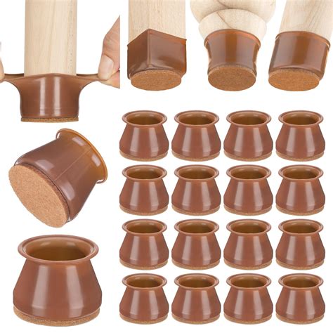 Aneaseit Chair Leg Floor Protectors - 16 pcs Brown - Felt Bottom ...