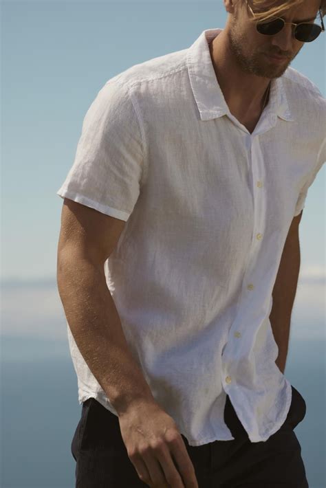 MACKIE LINEN BUTTON-UP SHIRT | Linen shirt men, White linen shirt men ...