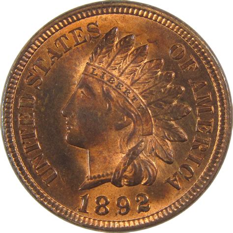 1892 Indian Head Cent BU Very Choice Uncirculated RB Penny 1c Coin