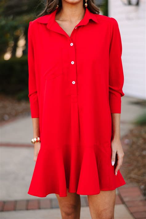 Share Your Story Red Shirt Dress - Shop the Mint