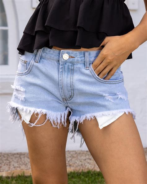 Shop DESU Cyrus Micro Denim Shorts In Distressed Bleach - Fast Shipping ...