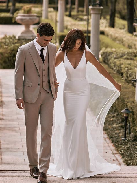 A-line V Neck Full/Long Sleeve Chapel Train Tulle Wedding Dress with Lace - Wedding Dresses ...