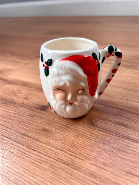 Vintage Winking Santa Mug With Rhinestone - MG Japan - Santa Mug ...