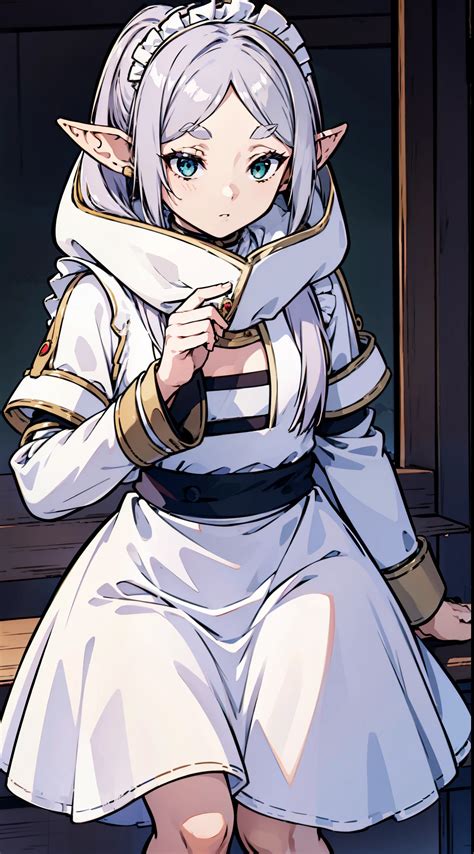 A cartoon image of a woman in a white dress and a hoodie - SeaArt AI