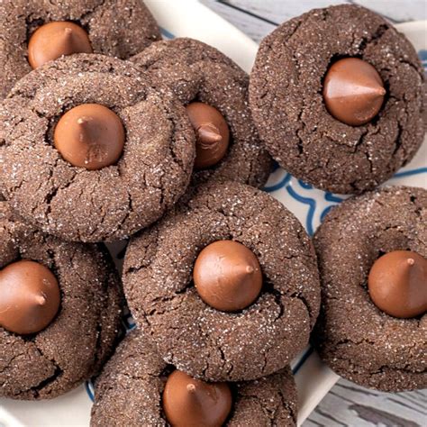 Easy Chocolate Blossom Cookies: Soft Hershey's Kiss Cookies