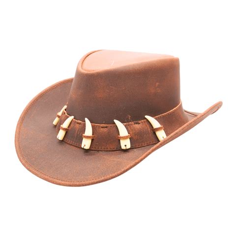 RESISTANCE Australian Leather Hat with Crocodile Band Teeth - Dundee ...