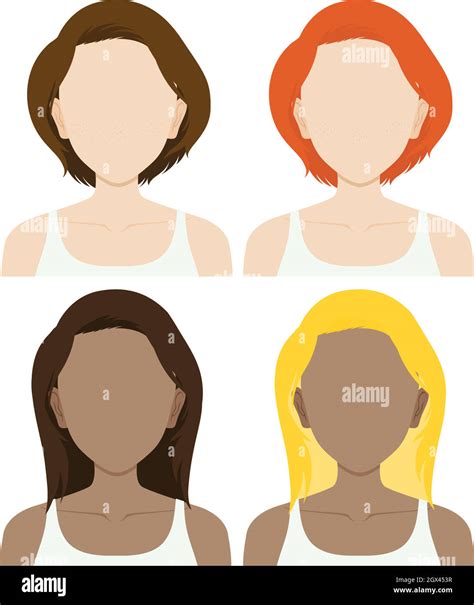 Faceless female characters with long and short hair Stock Vector Image ...