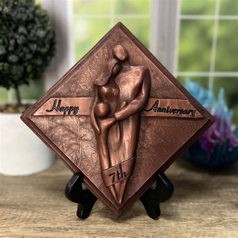 Happy 7th Anniversary Family of Three Plaque, Copper Anniversary Gift ...