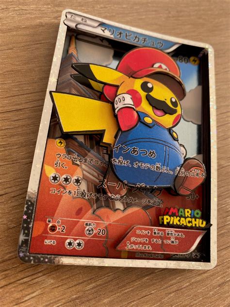 Shadowbox Pokemon Mario Pikachu Full Art XY Promo 3D Card 100% Handmade ...