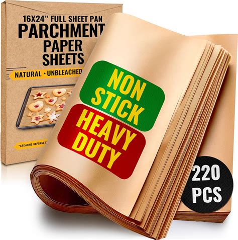 Amazon.com: [220 Sheets] Full Sheet Pan 16 x 24 Inch Parchment Paper ...