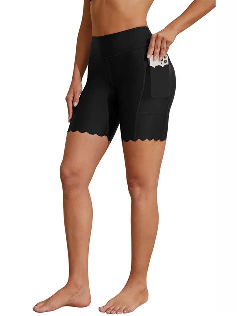 Alove Women's Plus Size Long Swim Shorts High Waisted Board Shorts with ...