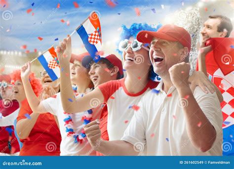 Croatia Football Team Supporter on Stadium Stock Image - Image of cheer ...
