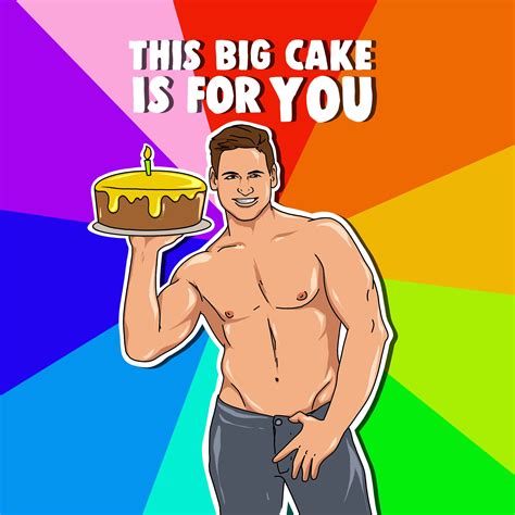 Sexy Man Happy Birthday Cake Card | Boomf