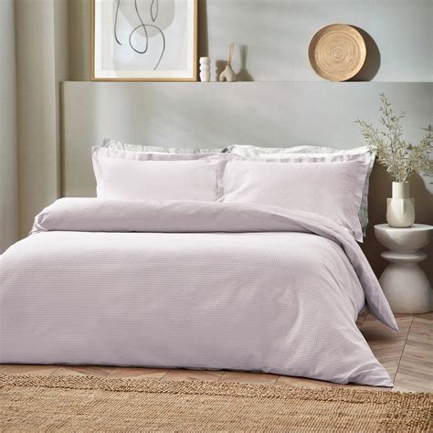 Blush Yard Waffle Textured Duvet Cover Bedding Set | Terrys