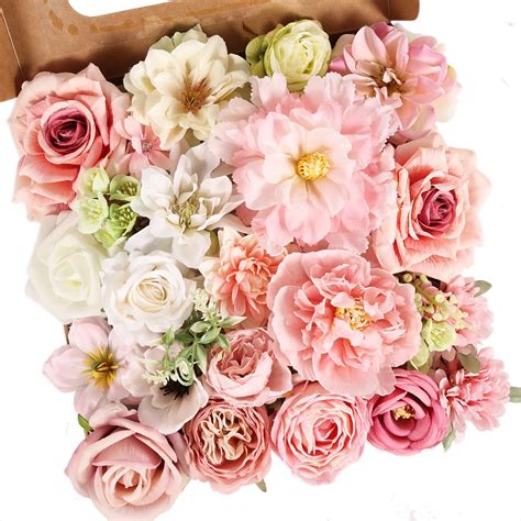 Amazon.com: WEIERYUE Pink Artificial Flowers Combo Box Wedding Decor ...