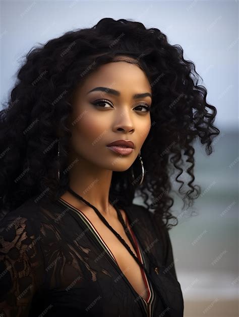 Portrait De Femme Noire Africaine Jolie Fille Stock Photo Fond | Photo Premium