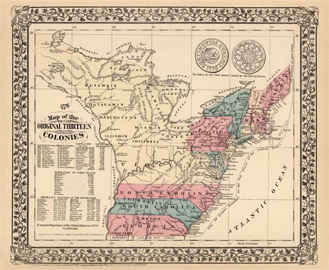 The original 13 colonies map