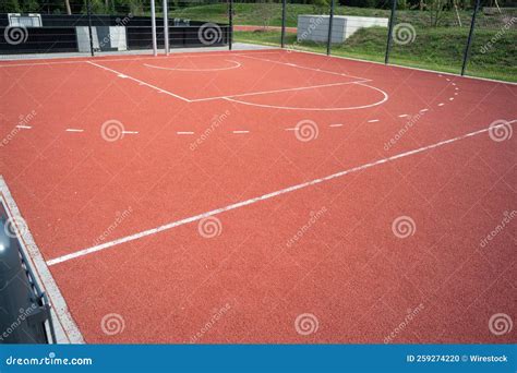 View of an Outdoor Basketball Court in a Sports Center - Rubber Floor ...