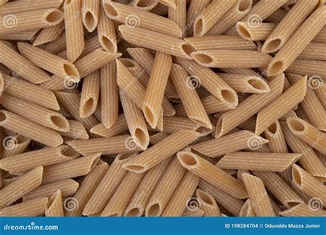 Top View, Closeup of Whole Grain Penne Pasta Stock Photo - Image of ...