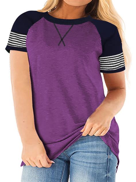 LANREMON Women Plus Size Tshirts Tops Loose Short Sleeve Trendy Shirts ...